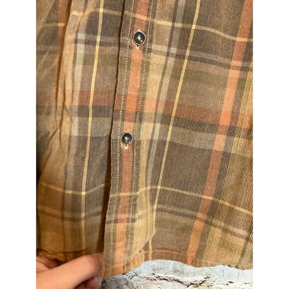 Prana Flannel Top Womens Small Light Brown Plaid Button Up Long Sleeve Shacket - Picture 4 of 12